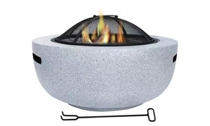 Three-in-One Round Firepit with BBQ Grill 