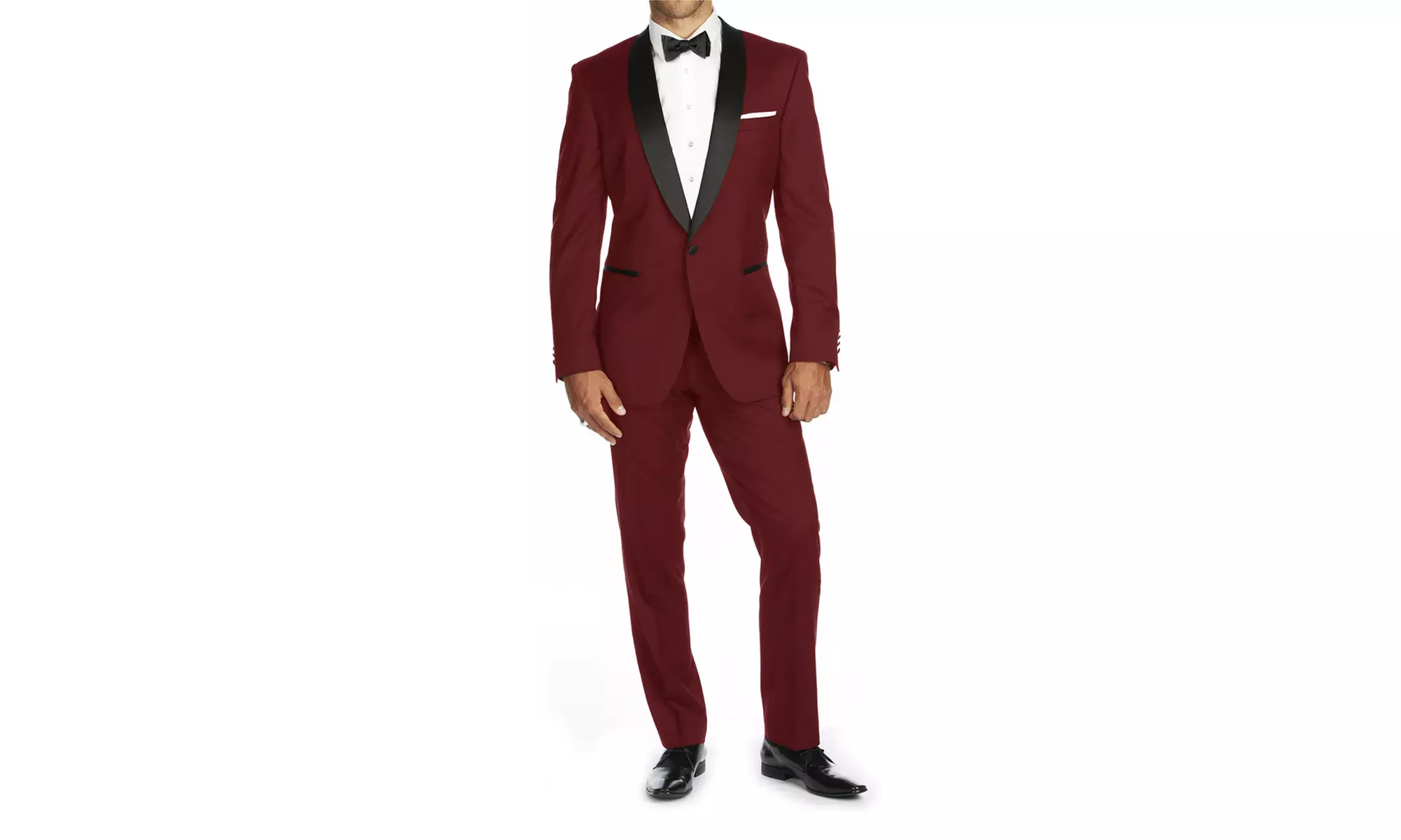 Braveman Men's Shawl-Lapel Runway Tuxedo with Bow Tie - Second Medium