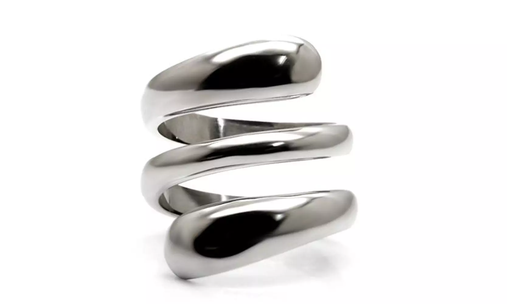 Womens High Polished Stainless Steel Coil Style Fashion Cocktail Ring