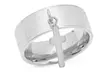 Ladies Stainless Steel Our Father English Prayer Band Ring With Cross Charm - Second Medium