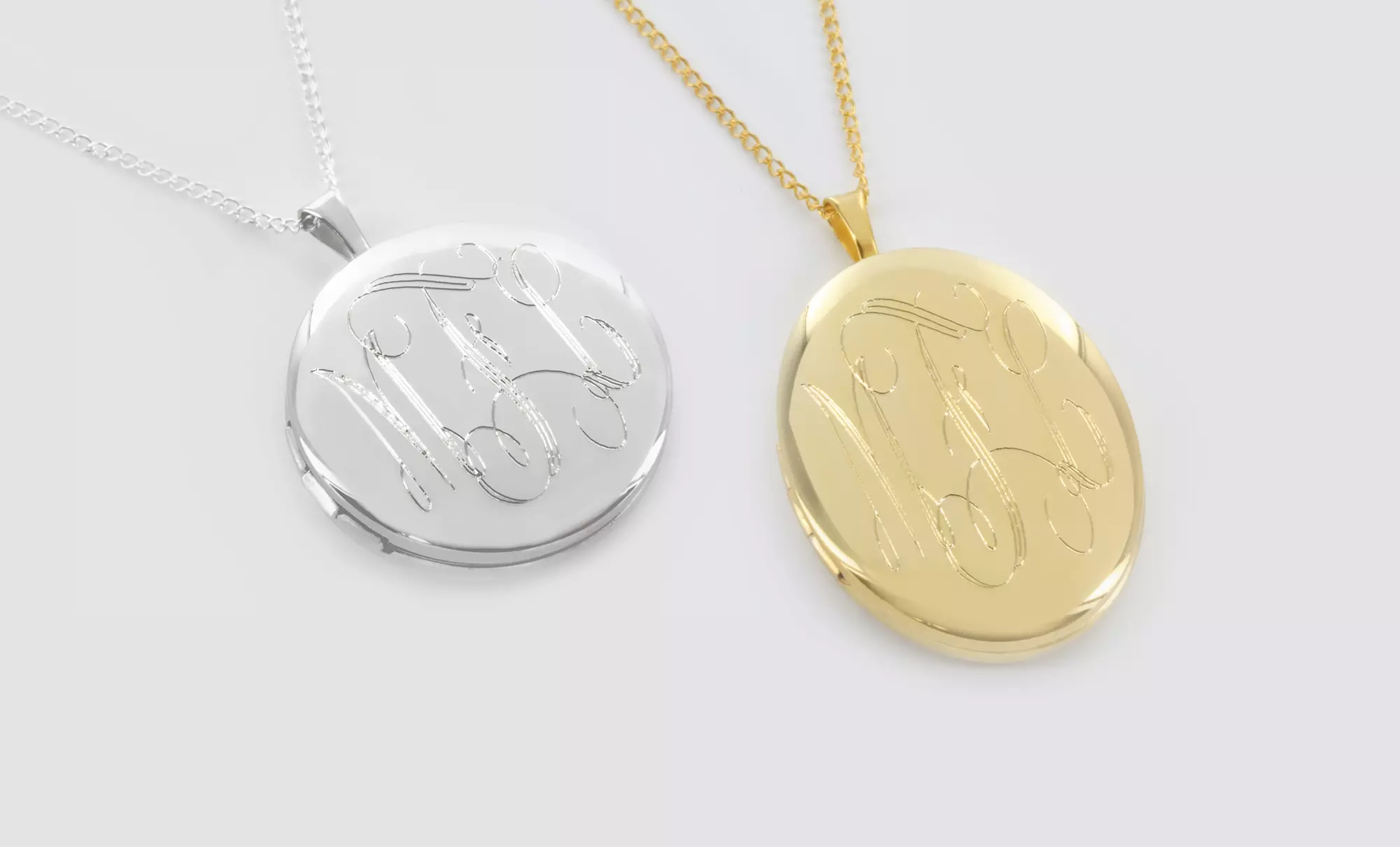 Personalized Monogram Locket Necklace from Monogram Online. Multiple Options Available from $29.99–$34.99. - Primary Image