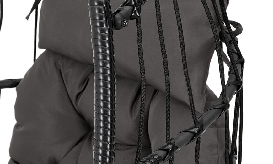 Image 50: Outdoor Cosy Rattan-Effect Hanging Egg Chair with Cushion