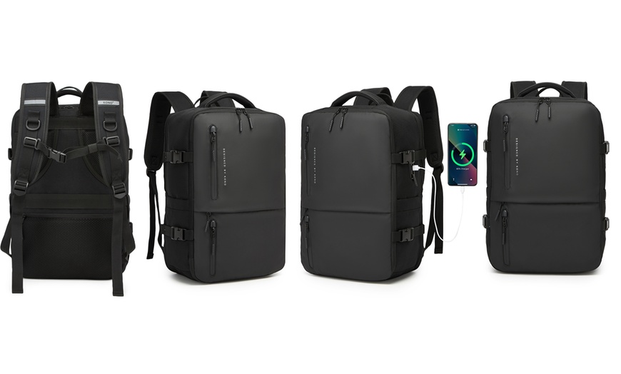 Image 2: KONO PVC Coated Water-Resistant Backpack Travel Business Laptop Bag