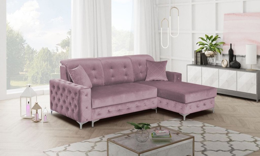 Image 11: Plush Velvet Sofa Bed