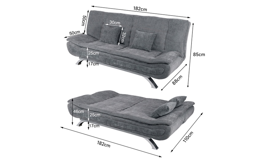 Image 6: Convertible Linen Sofa Bed with Dual-Layer