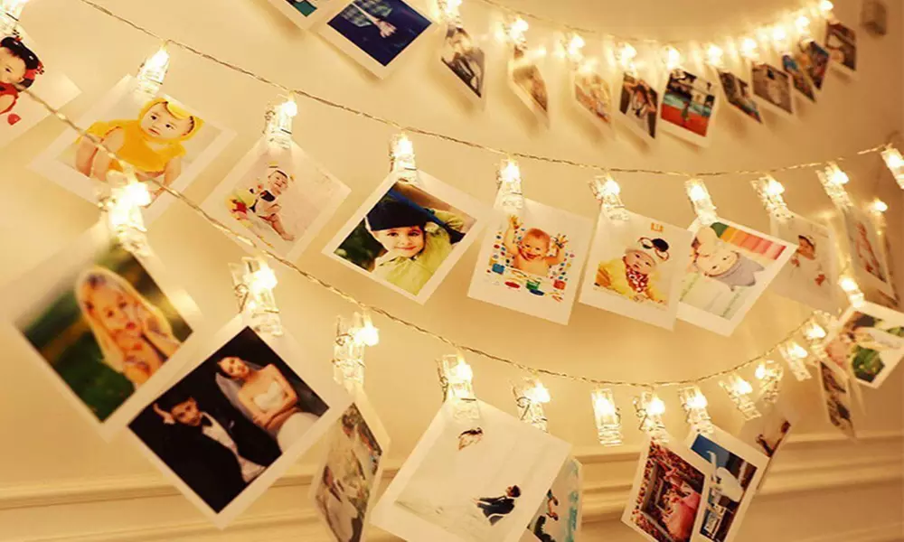 1 ou 2 guirlandes lumineuses avec 10 ou 20 clips photo LED