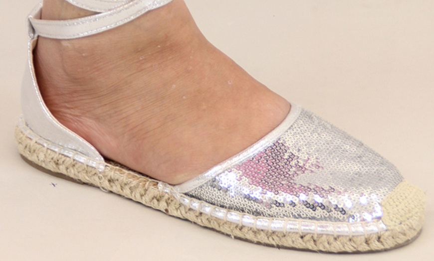 Image 4: Kelsi Women's Flat Espadrilles with Sequin Details