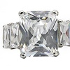 Image 3: Women's Radiant Cut CZ Stainless Steel Engagement Ring - 9.50 Carat Total