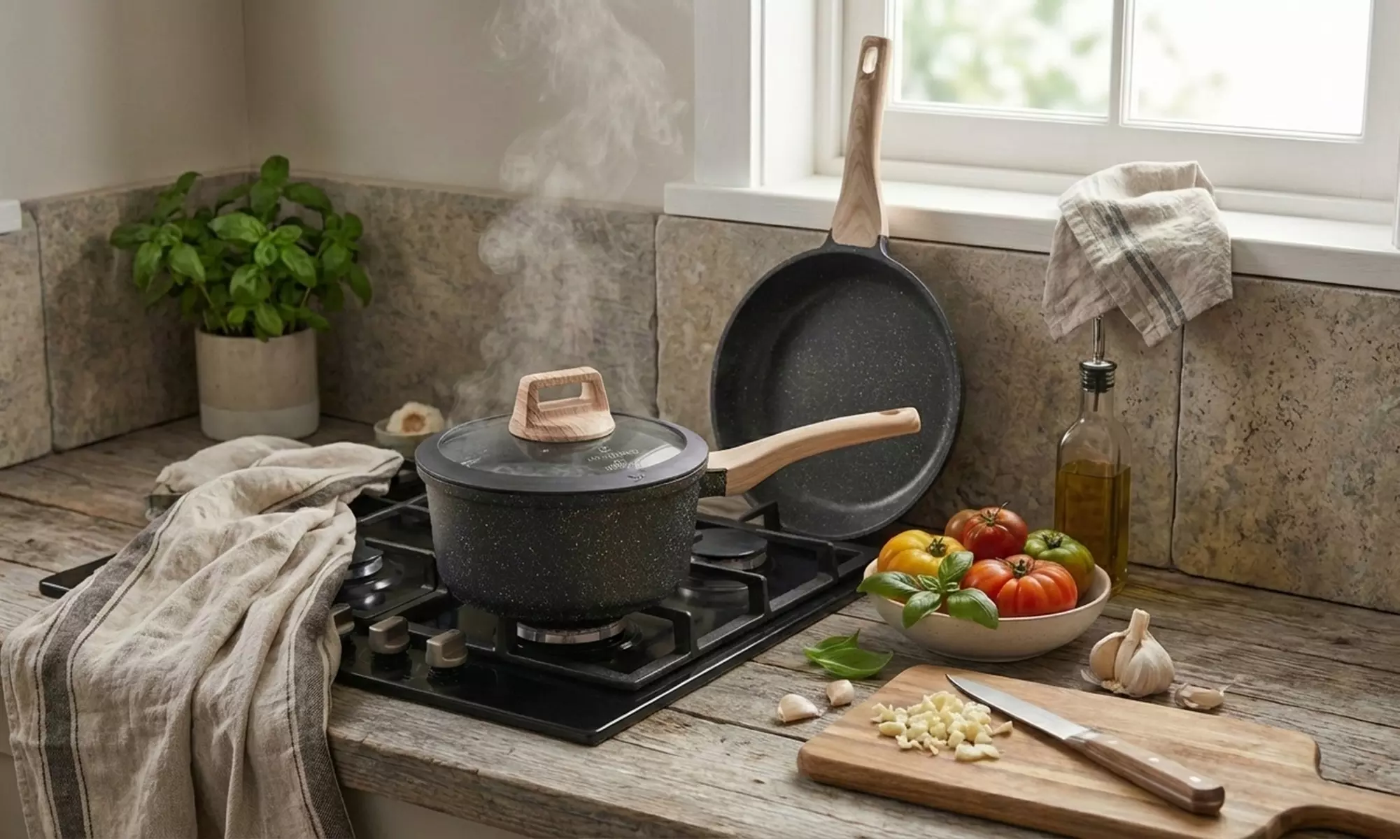 Poêle à frire Just Perfecto avec couvercle et casserole en option