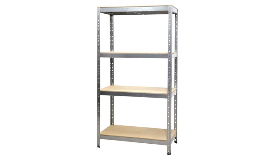 Image 2: Four-Tier Galvanized Metal Shelving Rack