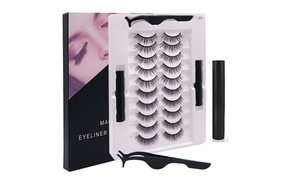 10 Pairs of Magnet Eyelashes with Eyeliners Set