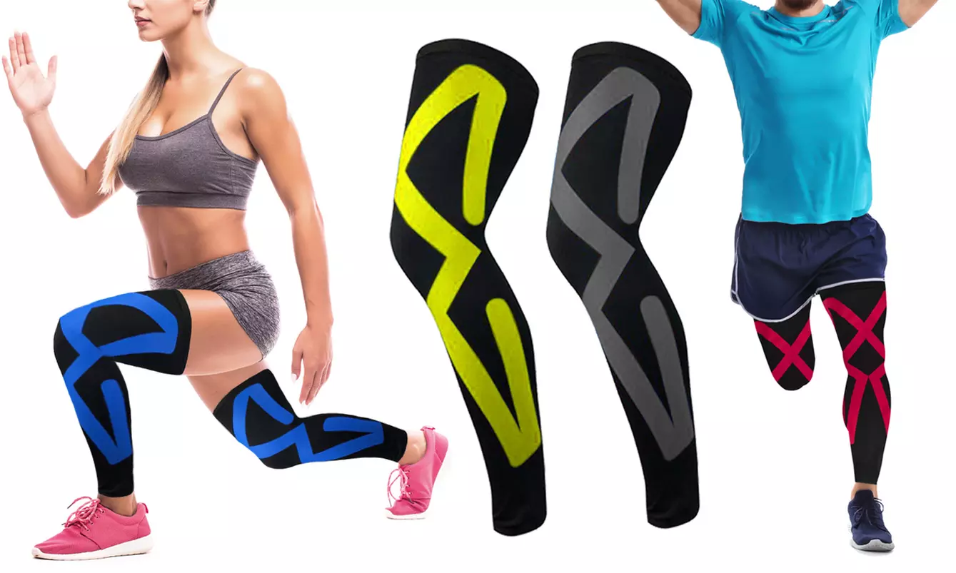 Kinesio Tape Full Knee and Calf Compression Sleeves (1-Pair) - Primary Image