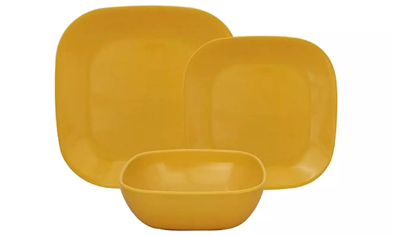 12-Piece Square Melamine Dinnerware Set - Second Medium