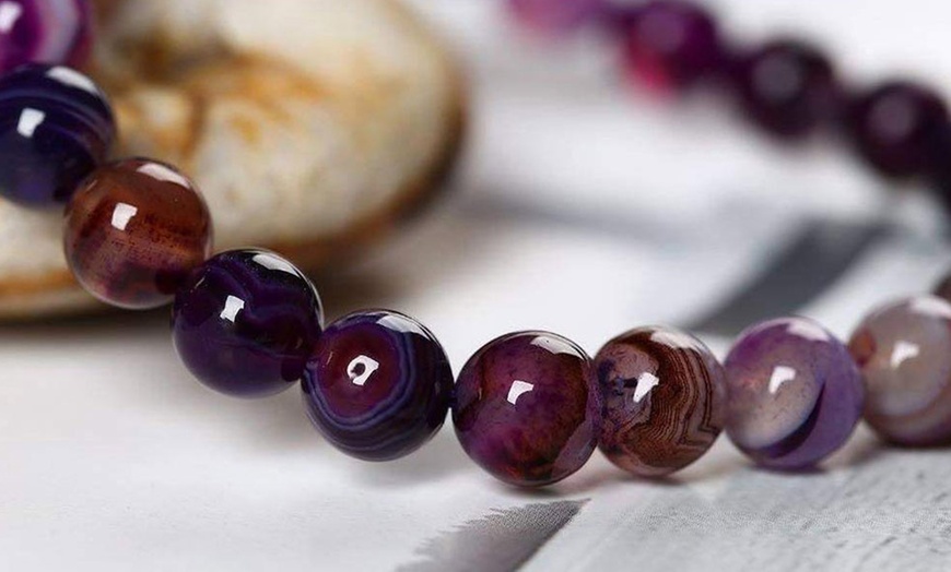 Image 5:  One or Two Violet Agate Stone Bracelets