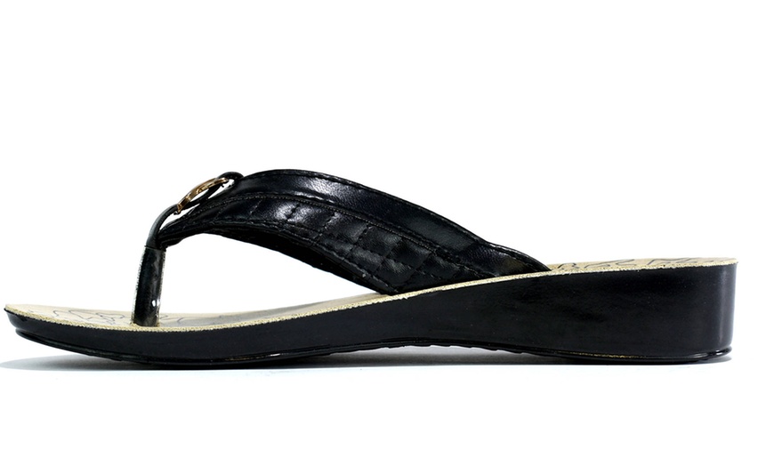 Image 13: Women's Low Wedge Flip Flops