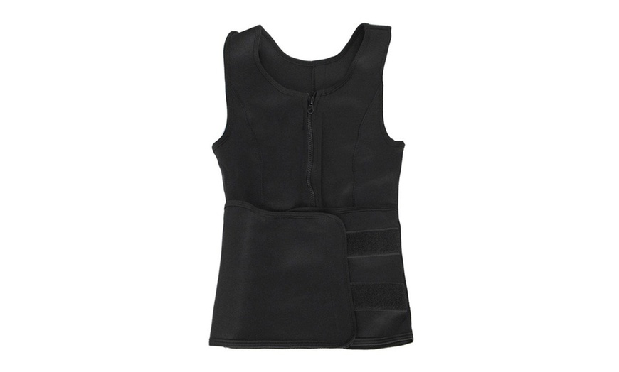 Image 6: Women Neoprene Sweat Sauna Suit Tank Top Vest with Shaper Waist Trainer Belt