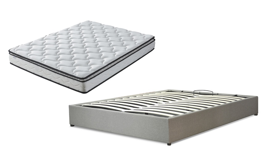Image 7: Lit coffre Cômes tissu, matelas mémoire de forme en option. Sampur