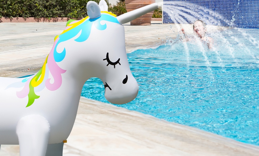 Image 2: 6ft Inflatable Unicorn-Themed Sprinkler