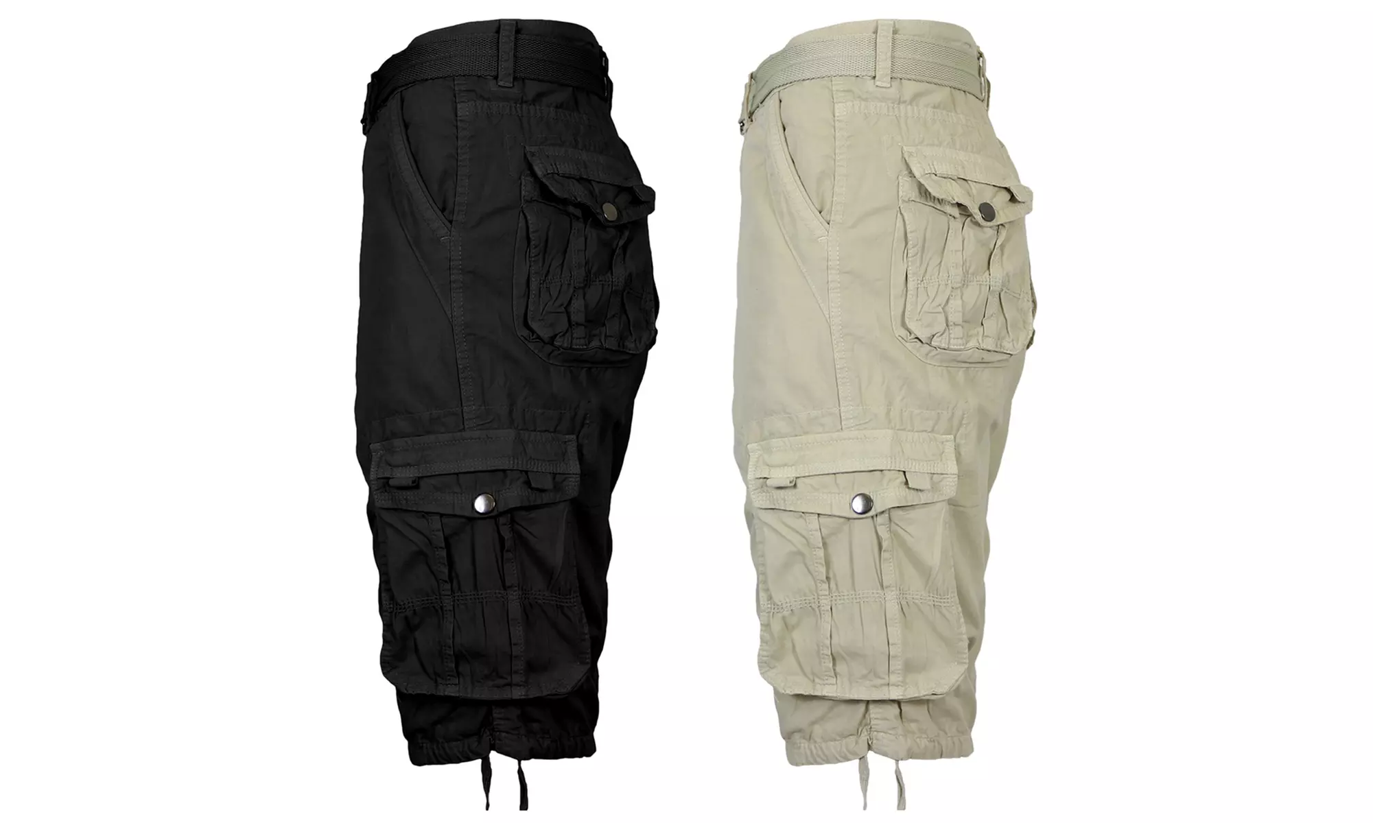 2-Pack Men's Distressed Cotton Cargo Belted Shorts (Sizes, 30-42)