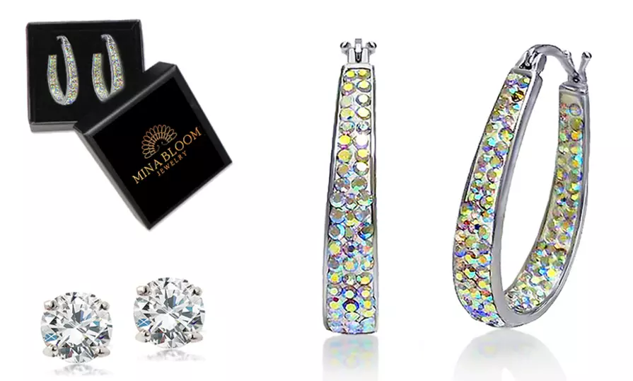 Inside Out Hoops With Free 2.00 CTTW Studs With Crystals From Swarovski 