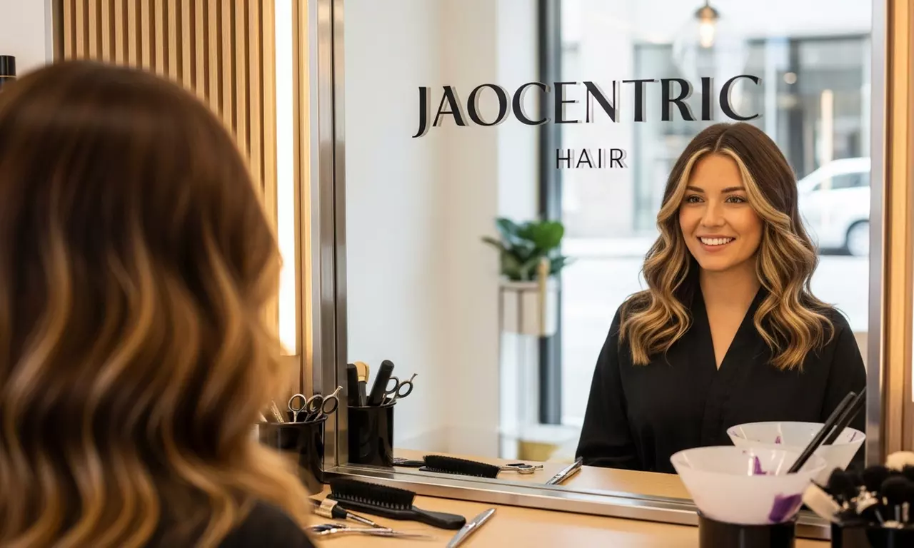 Get Shampoo, Conditioner, Blow dry, Single-Process Color, & Highlights at Jaocentric Hair - Up to 76% Off - Primary Image