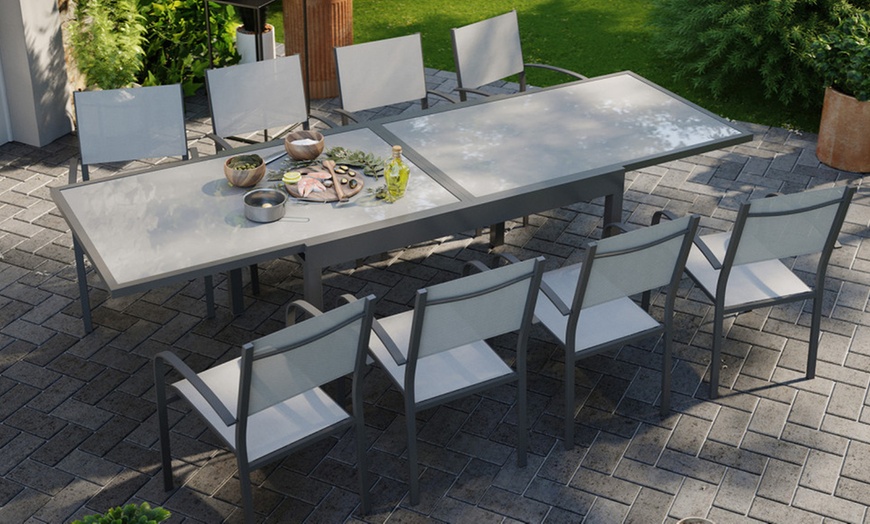 Image 1: Table de jardin extensible "Lio" avec 8 fauteuils empilables