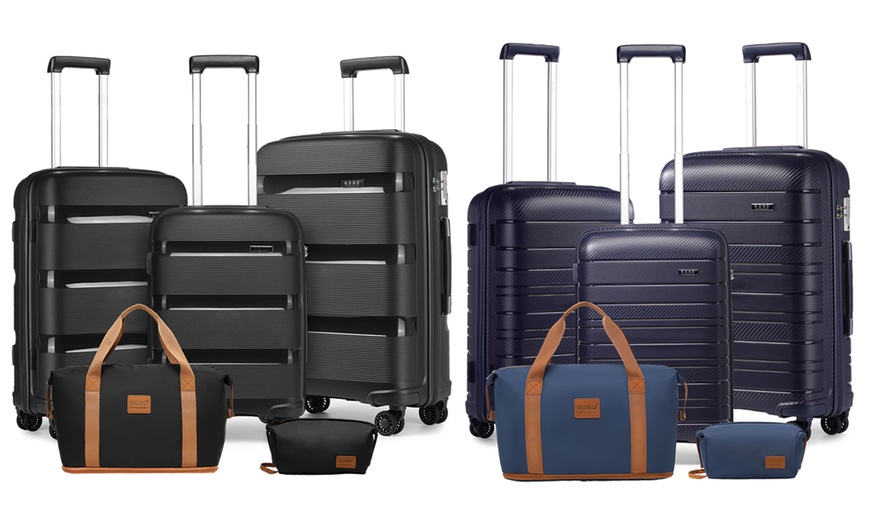 Image 9: Kono 5-Piece Suitcase Set; 20/24/28 Inch, Durable & TSA-Approved