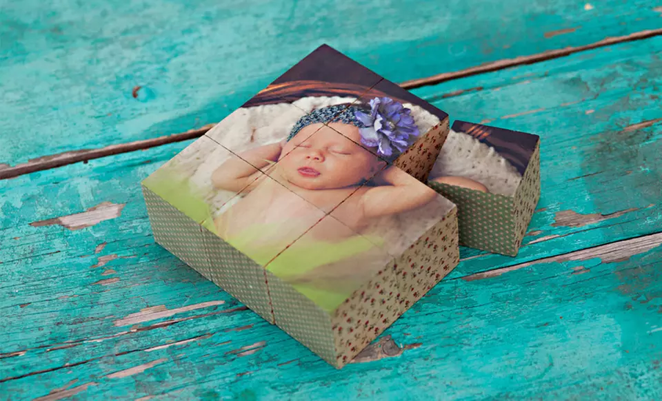 Three-, Six-, or Nine-Piece Set of 2"x2" PhotoBlocks from PhotoBarn﻿ - Primary Image
