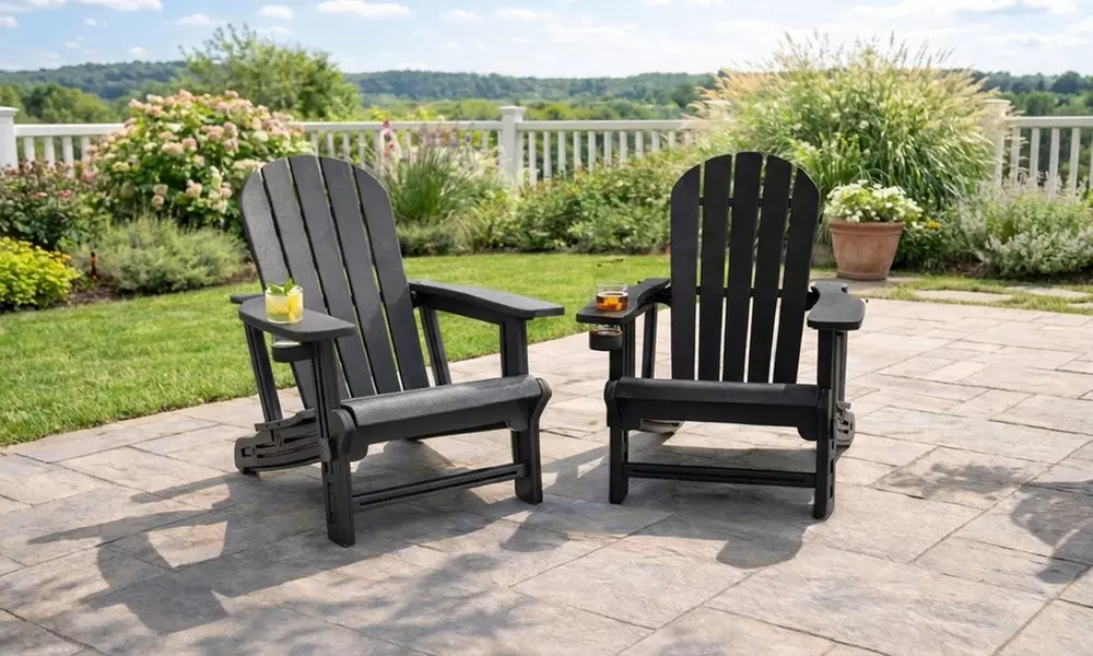 One or Two Adirondack Garden Lounge Chairs with Drinks Holder