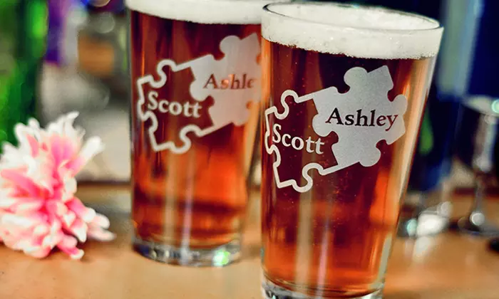 Two Custom Engraved Pint, Wine, or Rocks Glasses from Glass with a Twist (55% Off) - Primary Image