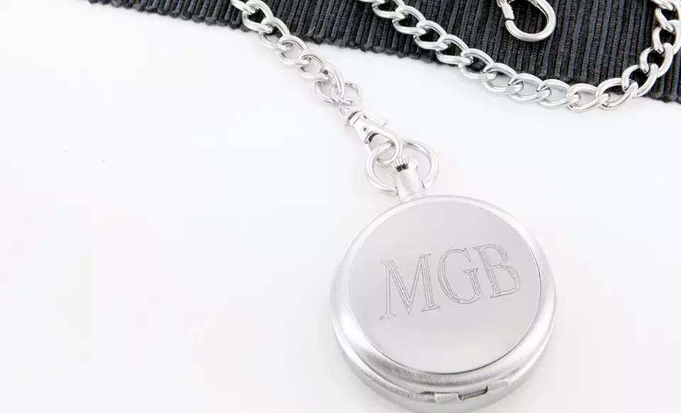 Personalized Pocket Watch with Removable Chain from Monogram Online - Primary Image