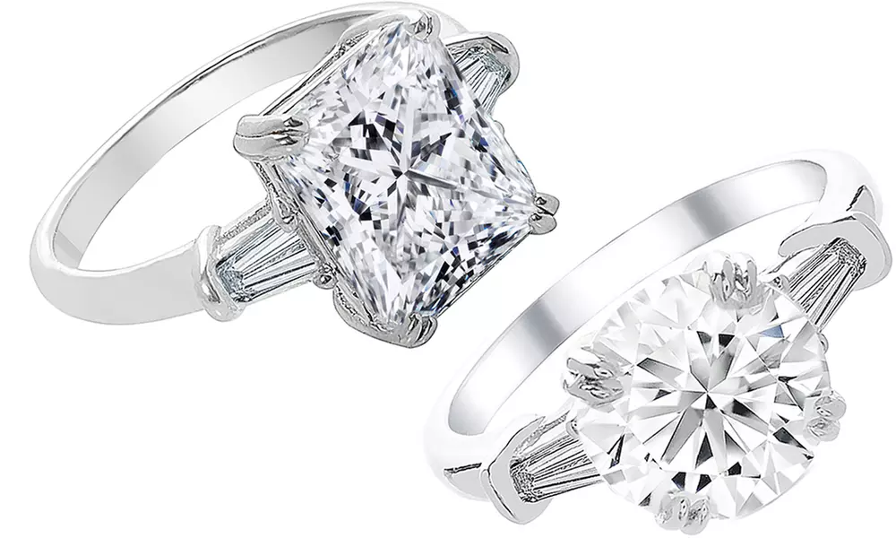Emerald or Round Cut Ring With Swarovski Crystals by Elements of Love - Primary Image