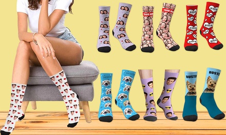 Two Pairs of Custom Photo Socks (Shipping Not Included) - One or Two Pairs of Custom Photo Socks from Justyling