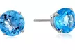 14k White Gold Plated 4 MM Round Genuine Blue Zircon Stud Earrings - Second Medium