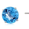 Image 2: 14k White Gold Plated 4 MM Round Genuine Blue Zircon Stud Earrings