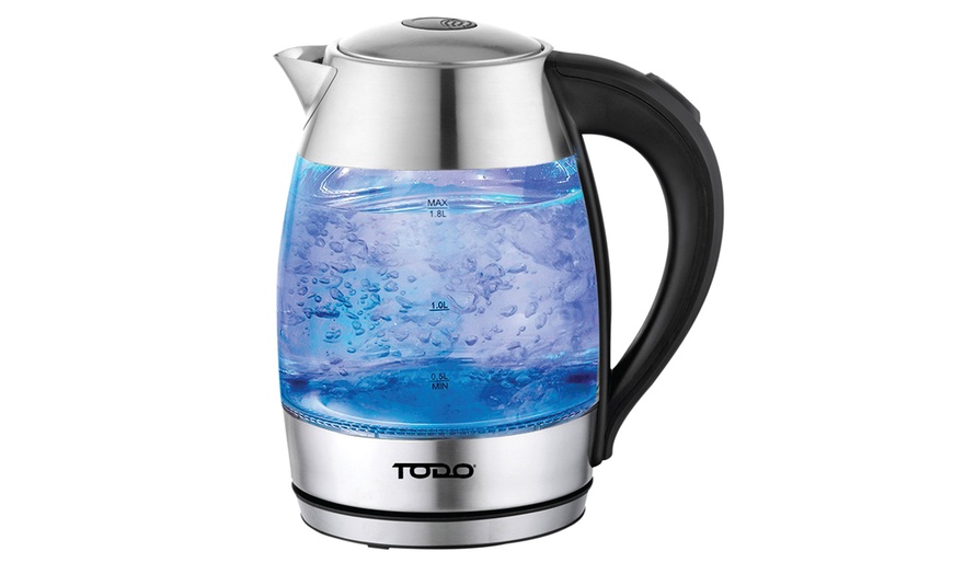 Image 3: TODO 1.7L Electric Cordless Kettle Stainless Steel/ Led Water Jug