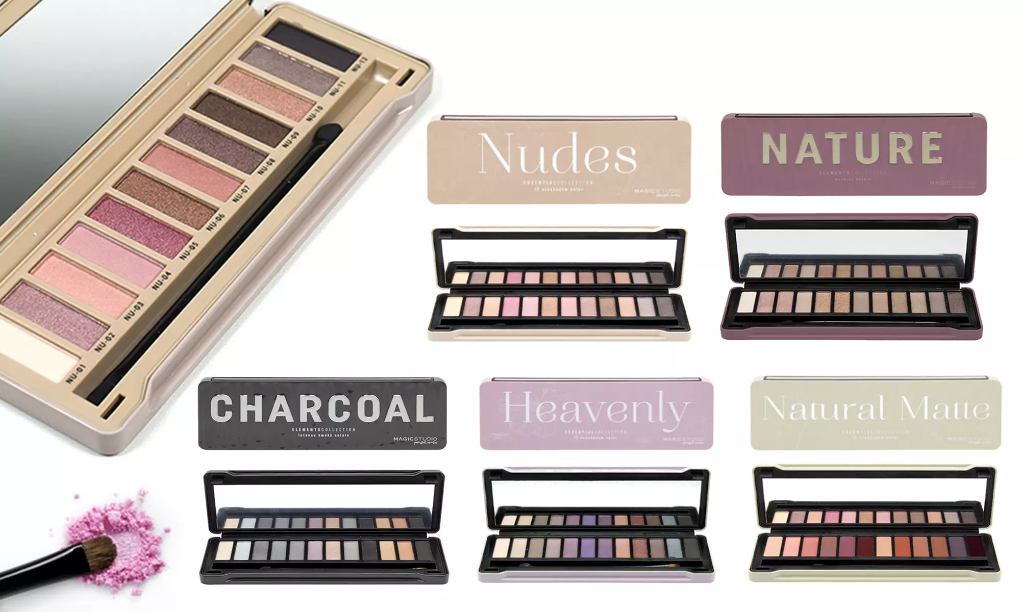 Jusqu'à 5 palettes de 12 fards à paupières avec miroir intégré - Primary Image