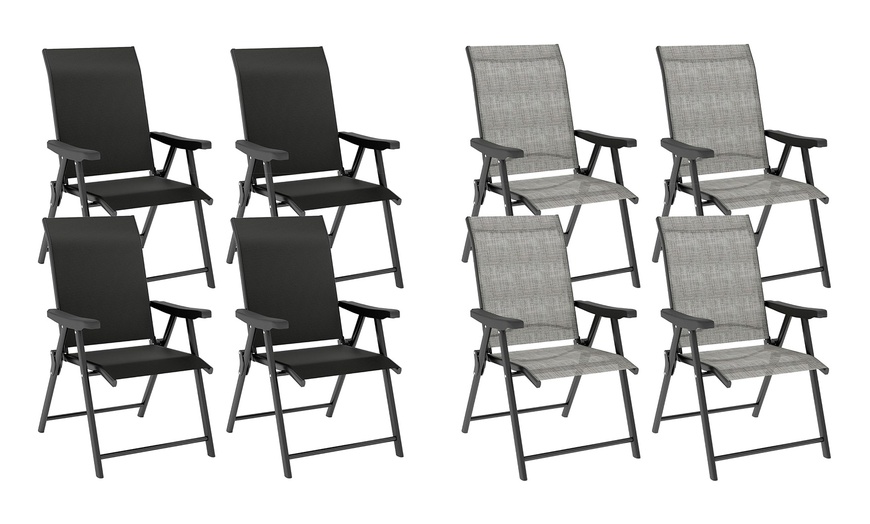 Image 1: Outsunny Set of 4 Folding Garden Chairs