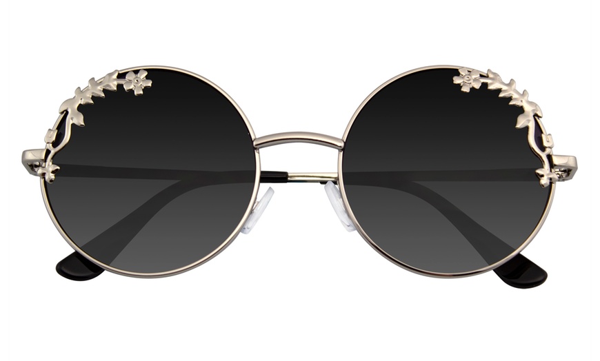 Image 6: Emblem Eyewear - Womens Flower Floral Boho Round Mirror Womens Sunglasses