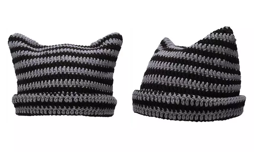 Women's Knitted Cat Ear Beanie Hats - Second Medium