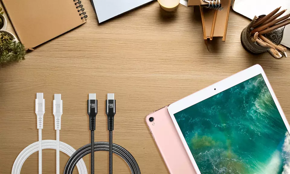 Nylon USB C to USB C Cable 6ft 60W, USB 2.0 for iPad Pro, iPad, MacBook & Galaxy