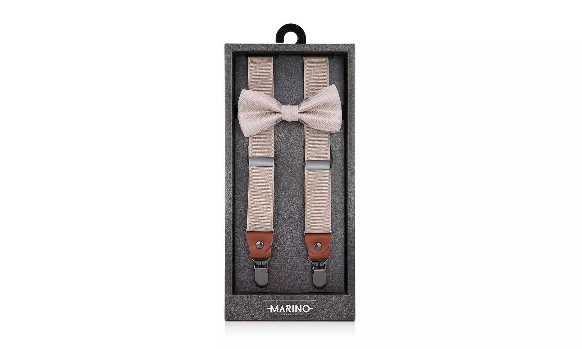 Men's Textured Strap 1" Wide Suspender Bow Tie
