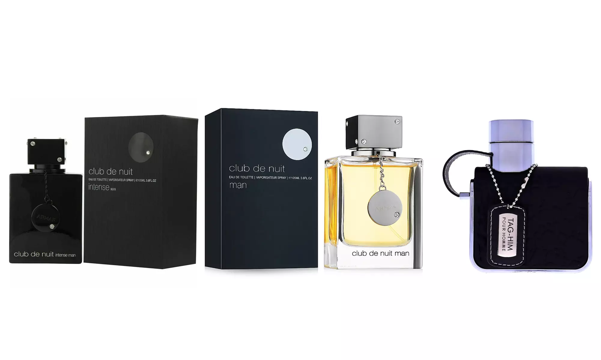Armaf Club de Nuit Intense, Tag Him y Club de Nuit con notas cítricas, especiadas y amaderadas - Primary Image