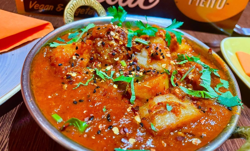 Image 4: For 1, 2, or 4: Chutney Tray or Papadam, Starter, Main, Rice & More