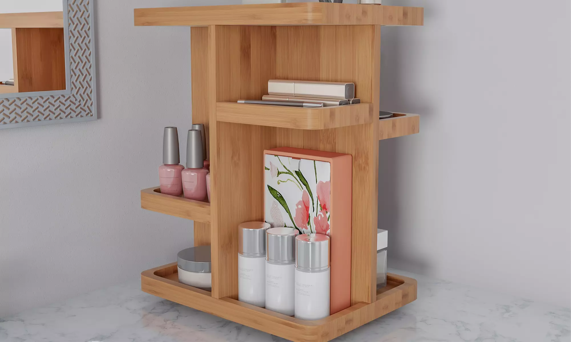 Lavish Home Rotating Bamboo Makeup Organizer - Primary Image