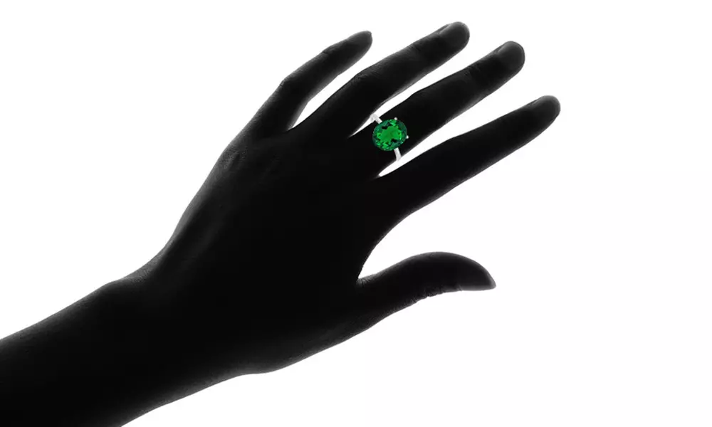 5.00 CTTW Emerald Oval Cut Sterling Silver Ring