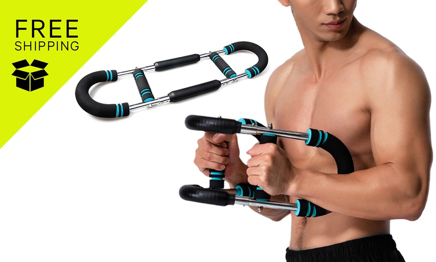 Image 1: Twister Arm Exerciser Adjustable Spring Workout Bar