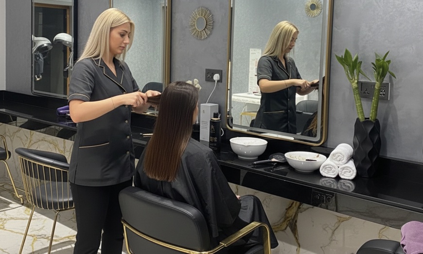 Image 1: Brazilian Keratin or Protein Hair Treatment Packages, Mani/Pedi & More