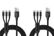 Lot de 2 câbles pour chargeur USB tressé et renforcé 3 en 1, coloris au choix - Second Medium