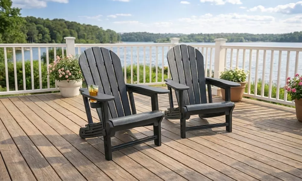 One or Two Adirondack Garden Lounge Chairs with Drinks Holder